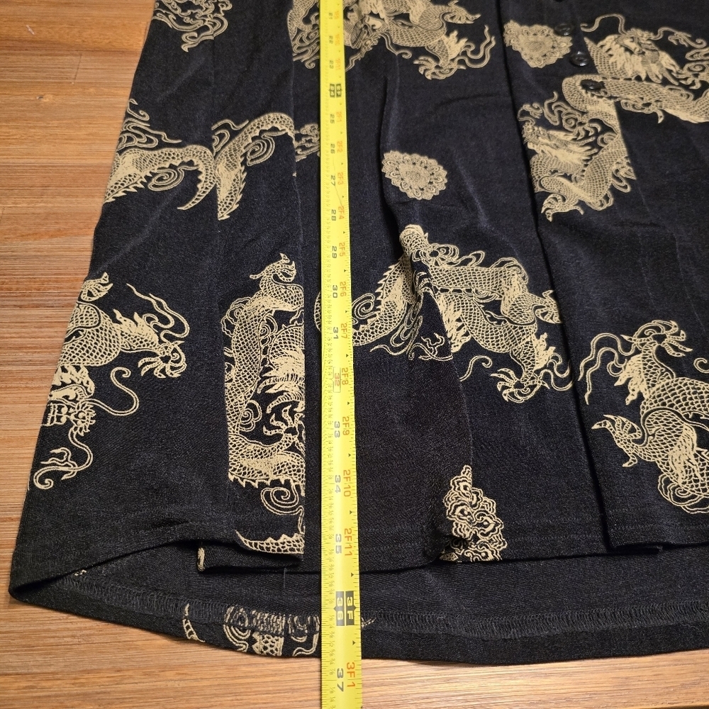 90s Vintage ES-SE PLUS Gold Dragon Celestial Maxi Skirt Black M - Picture 7 of 8
